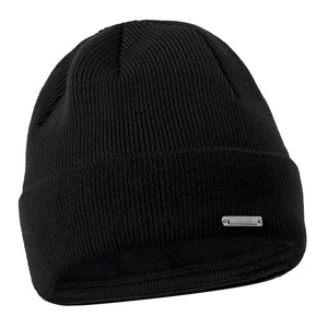 W5969 - Unisex Wooly Knitted Beanie Ski Hat Warm Winter Turn Up Chunky - Black - King Ice - 2