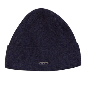 W5969 - Unisex Wooly Knitted Beanie Ski Hat Warm Winter Turn Up Chunky - Navy - King Ice - 7
