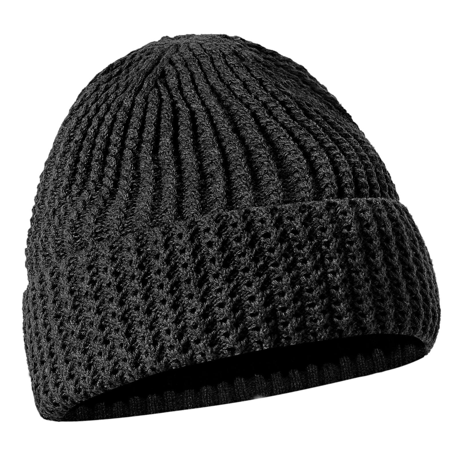 W6464 - Mens Boys Ladies Unisex Wooly Knitted Beanie Ski Hat Warm Winter Turn Up Chunky-TruClothing