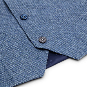 Wells - Boys 3 Piece Wool Suit Light Blue Tweed 1920s Classic 4 Pocket Waistcoat - House of Cavani - 9