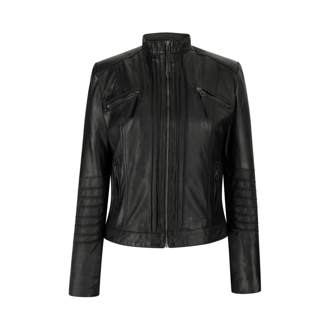 Damenjacke 100% Echtleder Vintage Retro Design Neru Kragen Japaner Still - Infinity Leather - 1