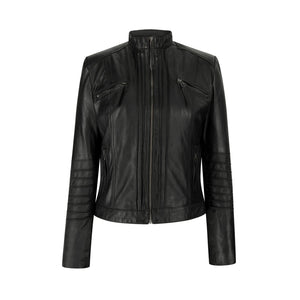 Damenjacke 100% Echtleder Vintage Retro Design Neru Kragen Japaner Still - Infinity Leather - 1