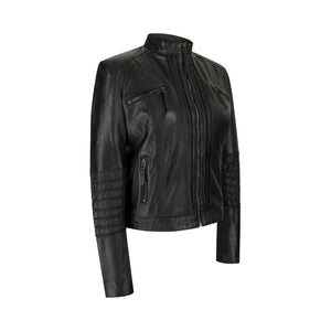 Damenjacke 100% Echtleder Vintage Retro Design Neru Kragen Japaner Still - Infinity Leather - 2