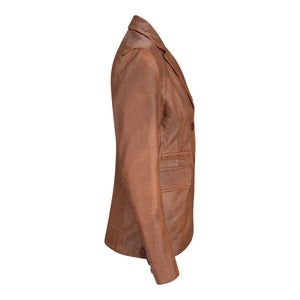 Women's Black Leather Blazer Jacket - Timber - Aviatrix - 10