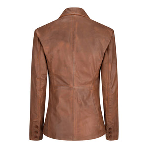 Women's Black Leather Blazer Jacket - Timber - Aviatrix - 11