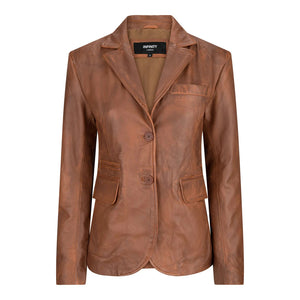 Women's Black Leather Blazer Jacket - Timber - Aviatrix - 9
