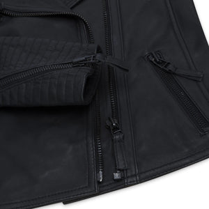 Giacca da Donna Biker in Vera Pelle con Cerniera Incrociata Slim Fit Vintage retro - Nero - Infinity Leather - 3
