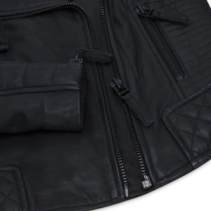 Giacca Moto da Donna Vera Pelle con Zip Laterale, Colore Nero Opaco Slim Vintage retro - TruClothing.com - 3