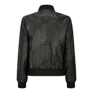 Womens Genuine Leather Bomber Jacket Real Leather Casual Varsity Vintage Casual - Black - Infinity Leather - 4