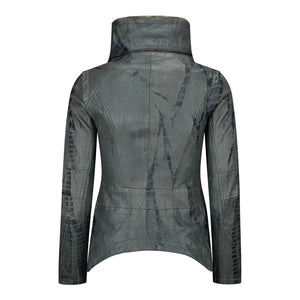 Kurtka skórzana z wysokim kołnierzem damska i dziewczęca - Szary - Infinity Leather - 11
