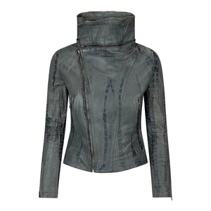 Kurtka skórzana z wysokim kołnierzem damska i dziewczęca - Szary - Infinity Leather - 8