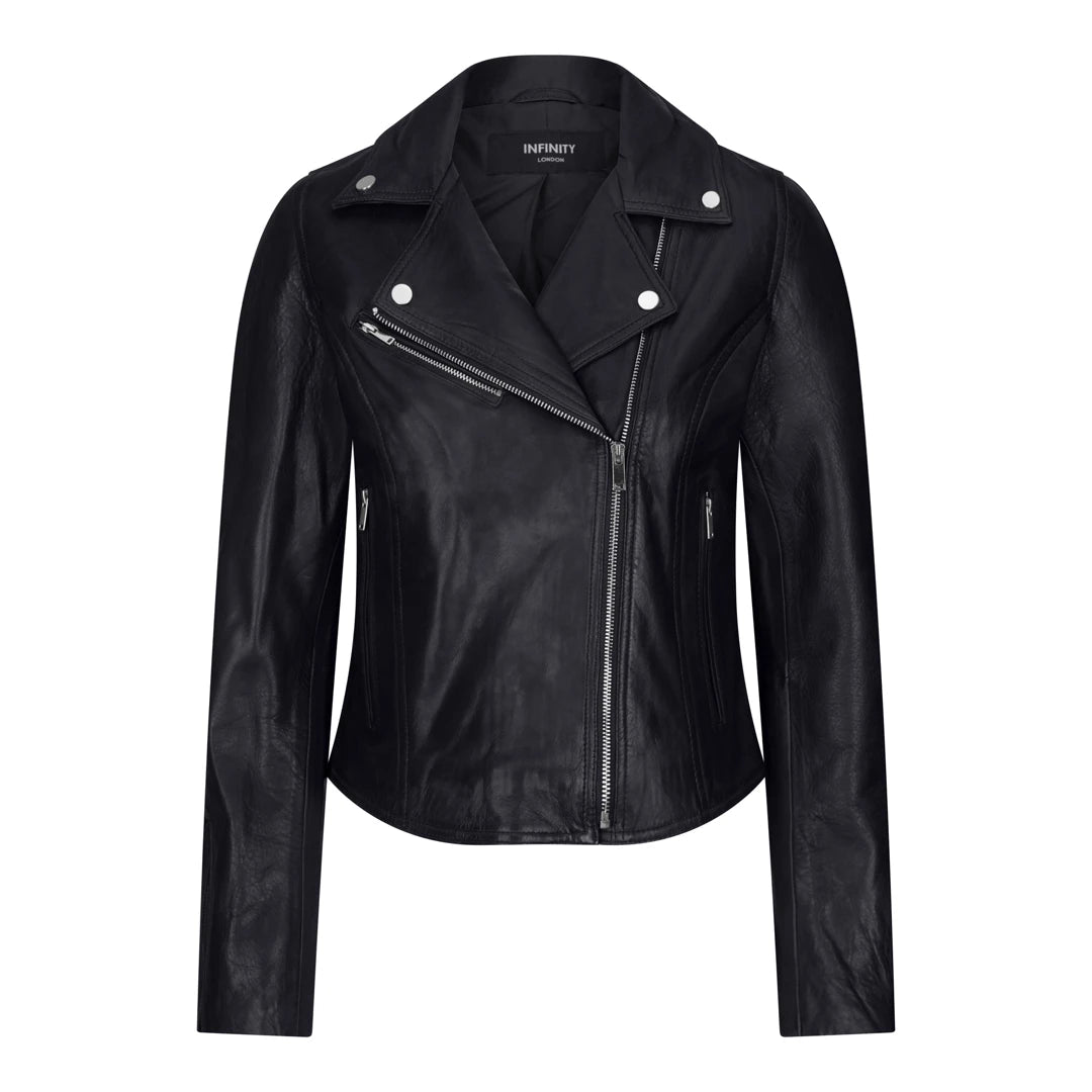 Women's Leather Biker Jacket Cross Zip Tan Brown Black Red Yellow - TruClothing.com - 1
