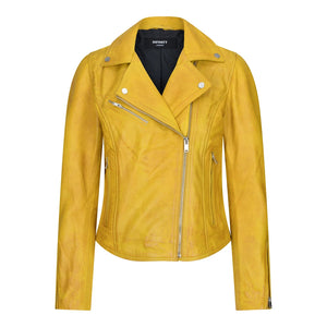Women's Leather Biker Jacket Cross Zip Tan Brown Black Red Yellow - TruClothing.com - 29