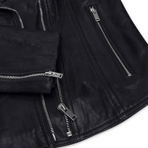 Women's Leather Biker Jacket Cross Zip Tan Brown Black Red Yellow - TruClothing.com - 3