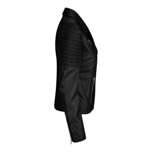 Women's Leather Black Biker Jacket - Aviatrix - 2