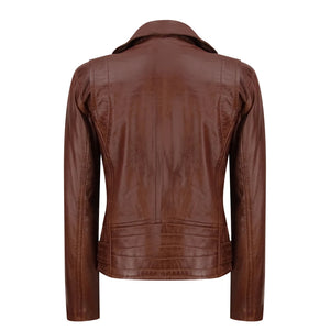 Czarna kurtka motocyklowa damska skórzana - Brązowy - Infinity Leather - 10