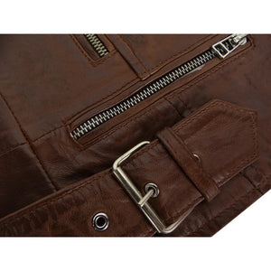 Czarna kurtka motocyklowa damska skórzana - Brązowy - Infinity Leather - 9