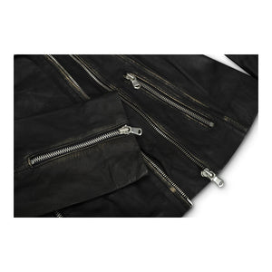 Women's Leather Black Gold Biker Jacket - Aviatrix - 3