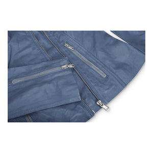 Women's Leather Blue Biker Jacket - Aviatrix - 3