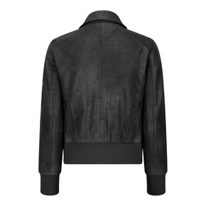 Women's Leather Bomber Jacket Short Zipped Brown Tan Black Blue Grey - Infinity Leather - 5