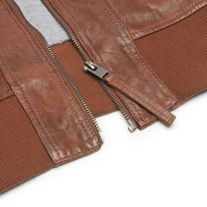 Women's Leather Bomber Jacket Short Zipped Brown Tan Black Blue Grey - Timber - Infinity Leather - 20