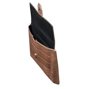 Women's Leather Buckle Hide Clutch Shoulder Bag Metal Chain Cross Body - Brown - TruClothing.com - 38