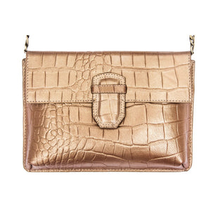 Women's Leather Buckle Hide Clutch Shoulder Bag Metal Chain Cross Body - Brown - TruClothing.com - 39