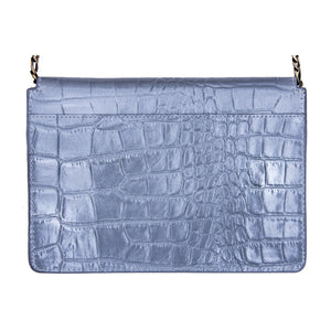 Women's Leather Buckle Hide Clutch Shoulder Bag Metal Chain Cross Body - Silver - TruClothing.com - 20