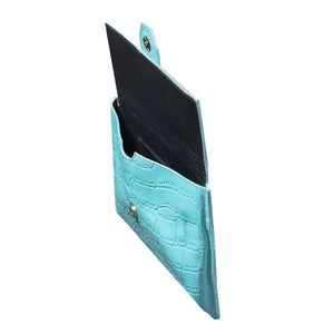 Women's Leather Buckle Hide Clutch Shoulder Bag Metal Chain Cross Body - Turquoise - TruClothing.com - 8