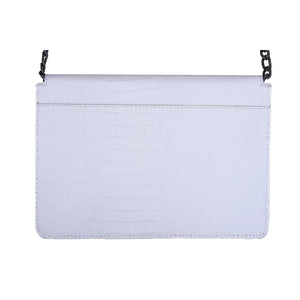 Women's Leather Buckle Hide Clutch Shoulder Bag Metal Chain Cross Body - White - TruClothing.com - 45