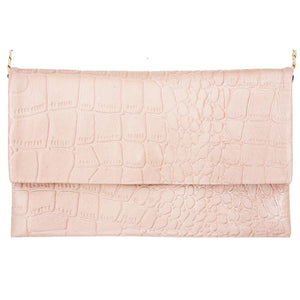 Women's Leather Hide Clutch Shoulder Bag With Metal Chain Cross Body - Pink - TruClothing.com - 14