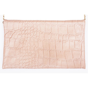 Women's Leather Hide Clutch Shoulder Bag With Metal Chain Cross Body - Pink - TruClothing.com - 15