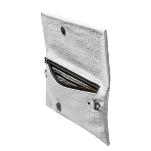 Women's Leather Hide Clutch Shoulder Bag With Metal Chain Cross Body - White - TruClothing.com - 28