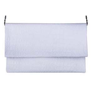 Women's Leather Hide Clutch Shoulder Bag With Metal Chain Cross Body - White - TruClothing.com - 29