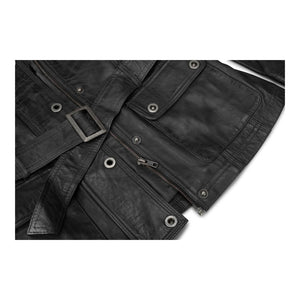 Damska skórzana wojskowa kurtka ze stójką czarna brązowa - Czarny - Infinity Leather - 4