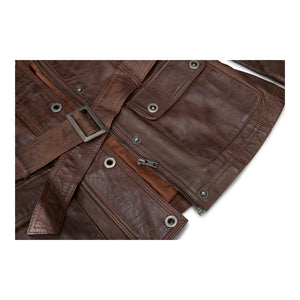Damska skórzana wojskowa kurtka ze stójką czarna brązowa - Brązowy - Infinity Leather - 8