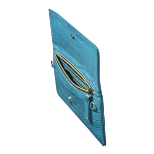 Women's Leather Patent Clutch Shoulder Bag Metal Chain Cross Body - Teal - TruClothing.com - 19