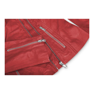 Women's Leather Red Biker Jacket - Aviatrix - 3