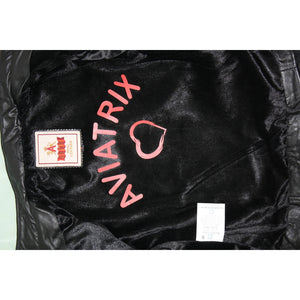 Women's Leather Red Biker Jacket Velvet Lining - Black - Aviatrix - 5