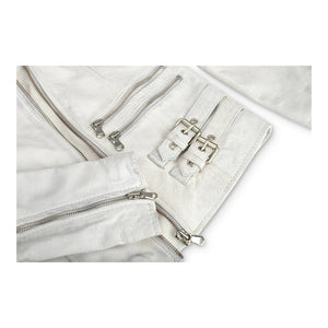 Women's Leather Short Biker Jacket - White - Infinity Leather - 36
