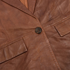 Womens Real Leather Blazer Jacket Short 1 Buton Brown Tan Black Classic Retro - Timber - Infinity Leather - 7