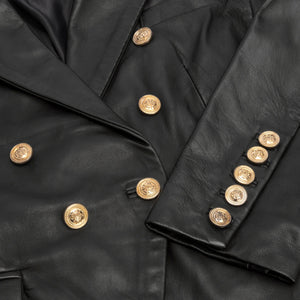 Chaqueta de cuero real corta en color negro estilo gotico para mujer - Infinity Leather - 3
