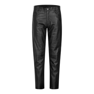 Womens Real Leather Jeans Trousers Casual Retro 1980s Vintage Black - Infinity Leather - 1