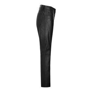 Womens Real Leather Jeans Trousers Casual Retro 1980s Vintage Black - Infinity Leather - 2