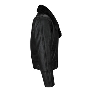 Women's Sheepskin Jacket Leather Biker Black Aviator Flying - Infinity Leather - 2