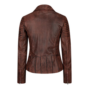Women's Soft Leather Women's Biker Jacket - Aviatrix - 4