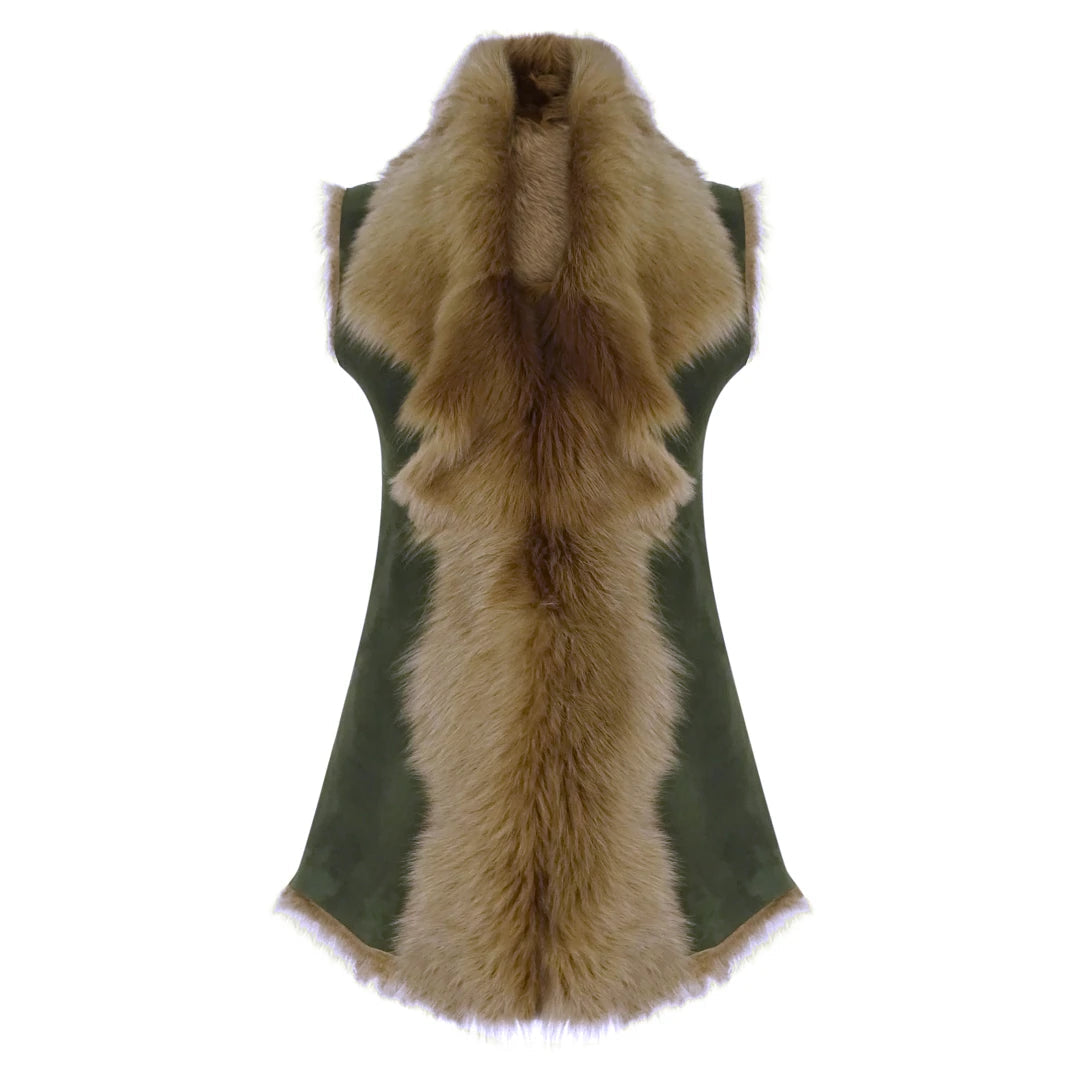 Long gilet sans manches pour femme peau de mouton Shearling véritable - Infinity Leather - 1