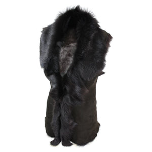 Gilet Lungo da Donna in Vera Pelle Grigia e Pelo di Montone Shearling Toscana - Infinity Leather - 3