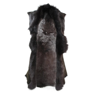 Gilet Lungo da Donna in Vera Pelle Grigia e Pelo di Montone Shearling Toscana - Infinity Leather - 5