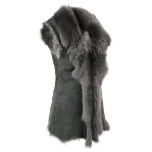 Gilet Lungo da Donna in Vera Pelle Grigia e Pelo di Montone Shearling Toscana - Infinity Leather - 2